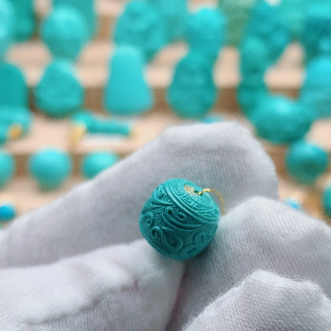 绿松石未镶嵌六字箴言老型