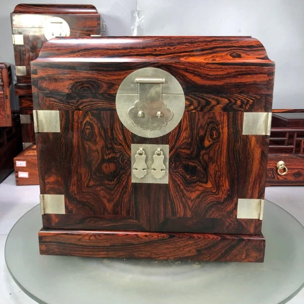 32cm微凹黄檀官皮箱32×23×31全独板，隼榫结构，无漆烫蜡