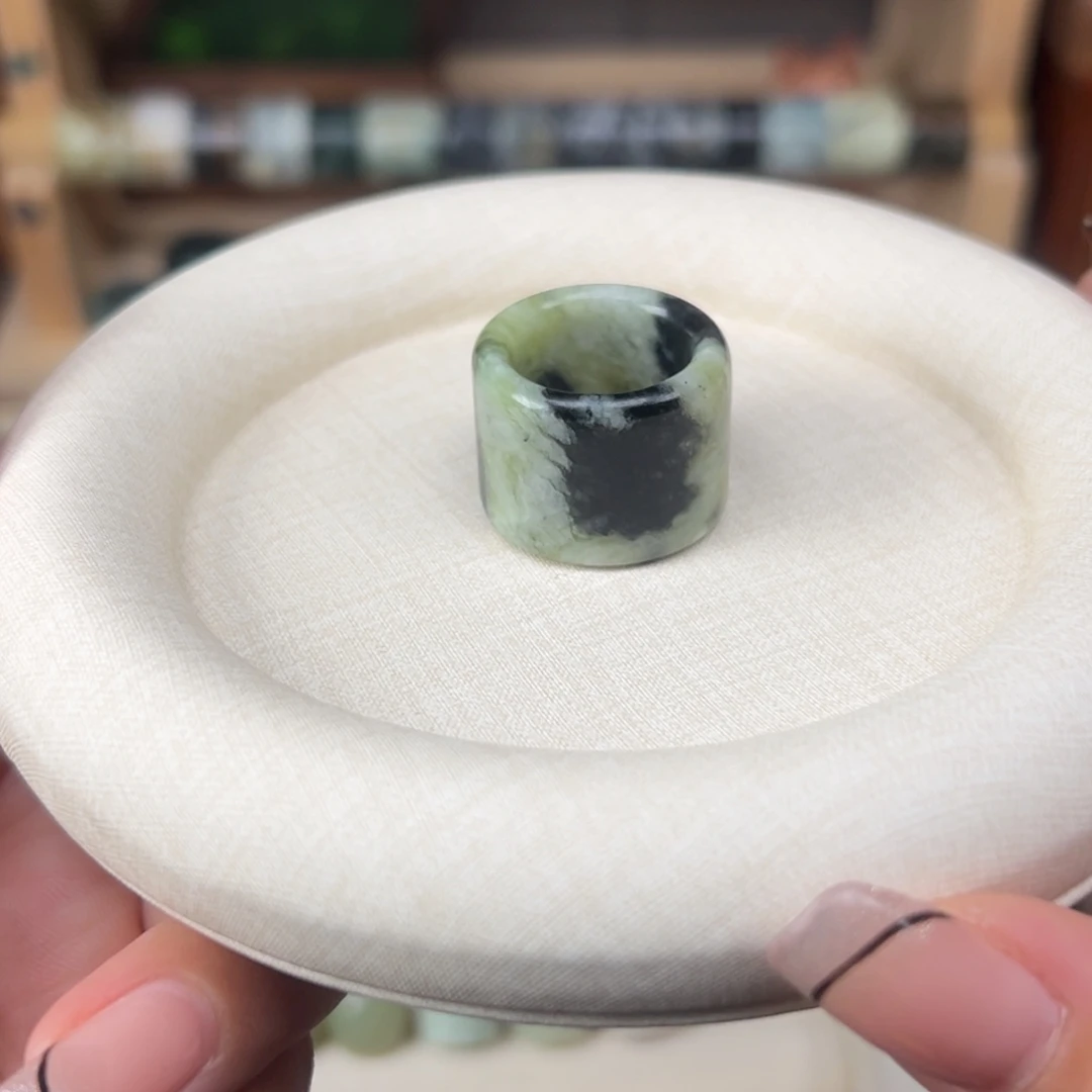 蛇纹石玉未镶嵌戒指全品内径17.2