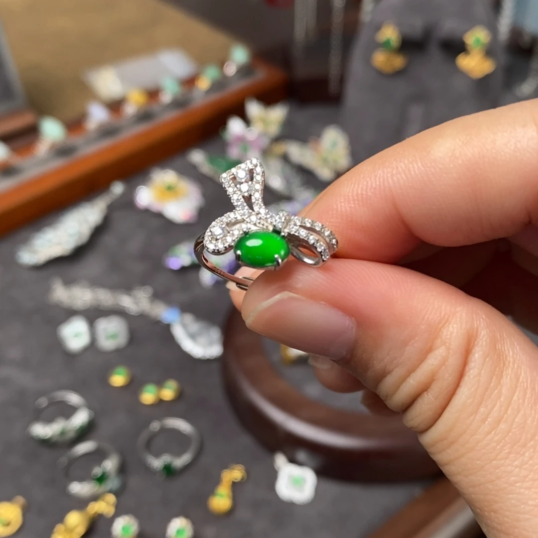 翡翠银S925镶嵌戒指