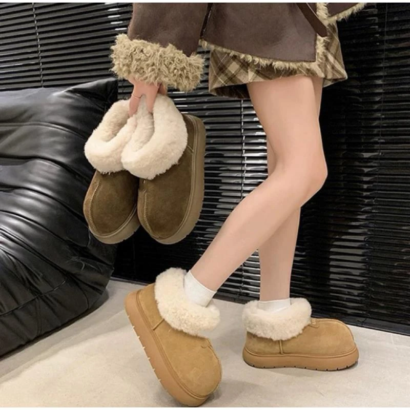 真皮厚底雪地靴丑萌大头面包棉鞋637-2仓