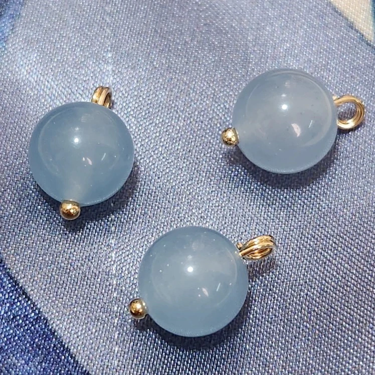 10mm灰蓝色圆珠纽扣新中式国风玉石纽扣马甲旗袍毛衣衬衫大衣扣