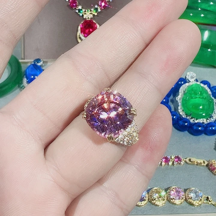钨金红色蓝色满钻镶嵌