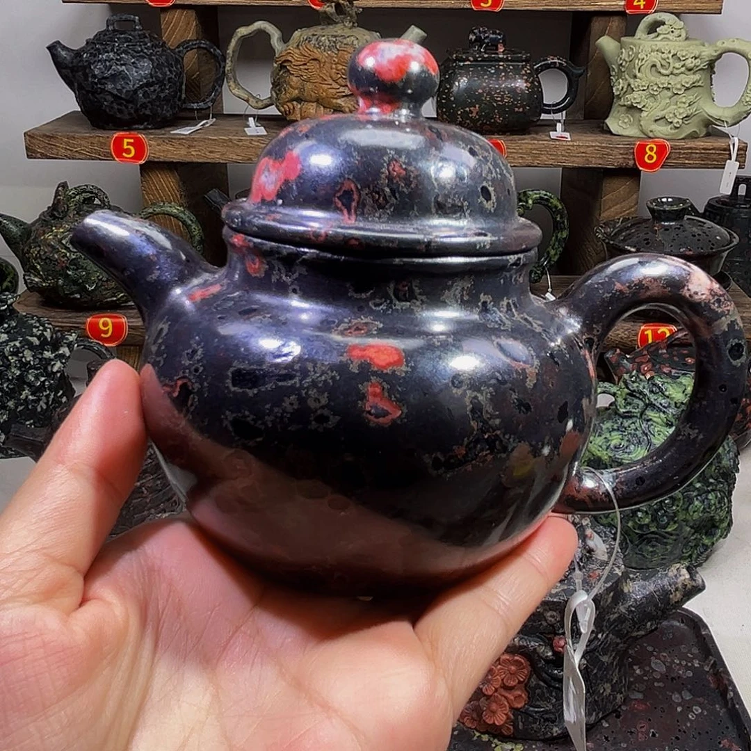 石材梅花玉安山玉掇球壶鸿运当头220c