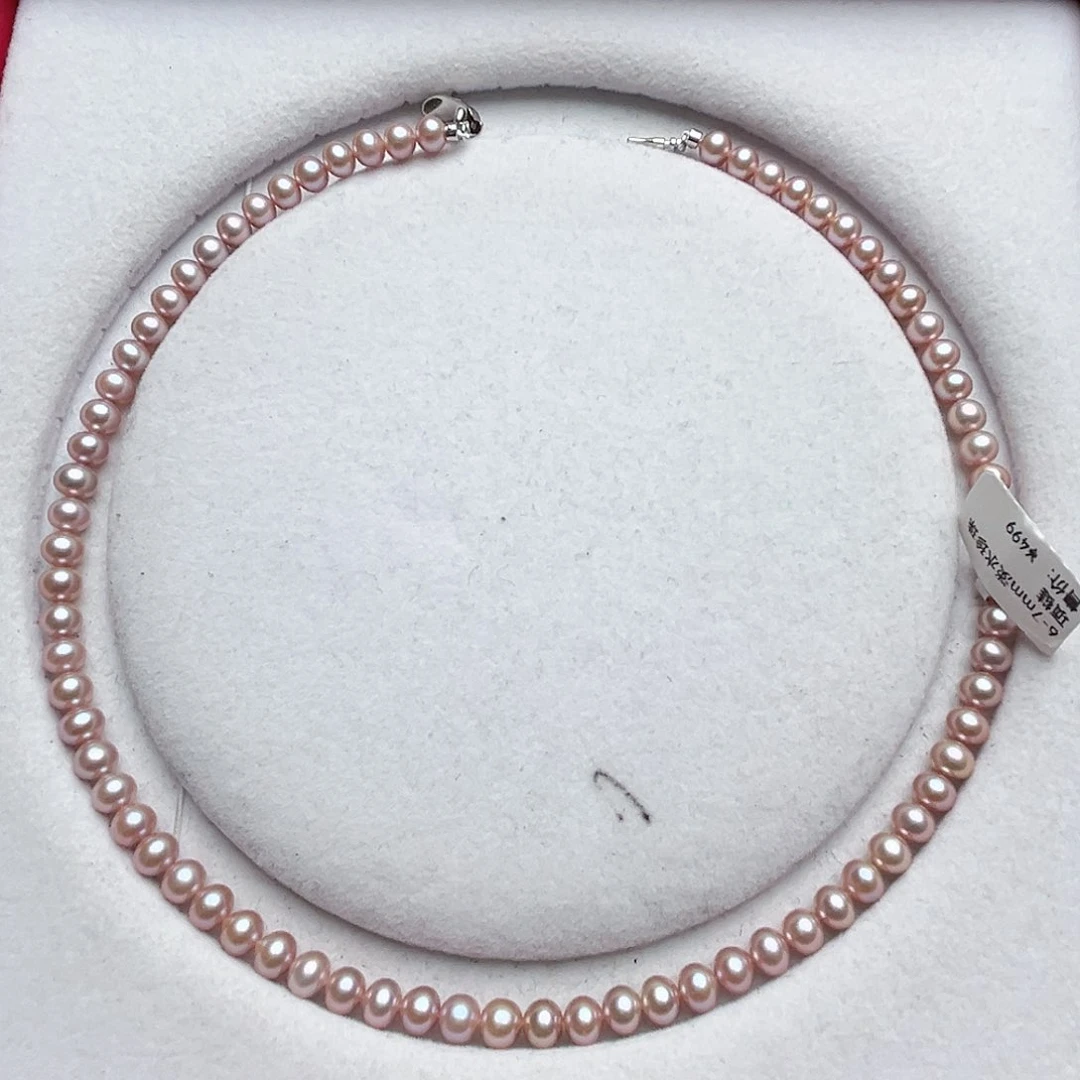 淡水珍珠银S925镶嵌颈饰芥**～6-7mm