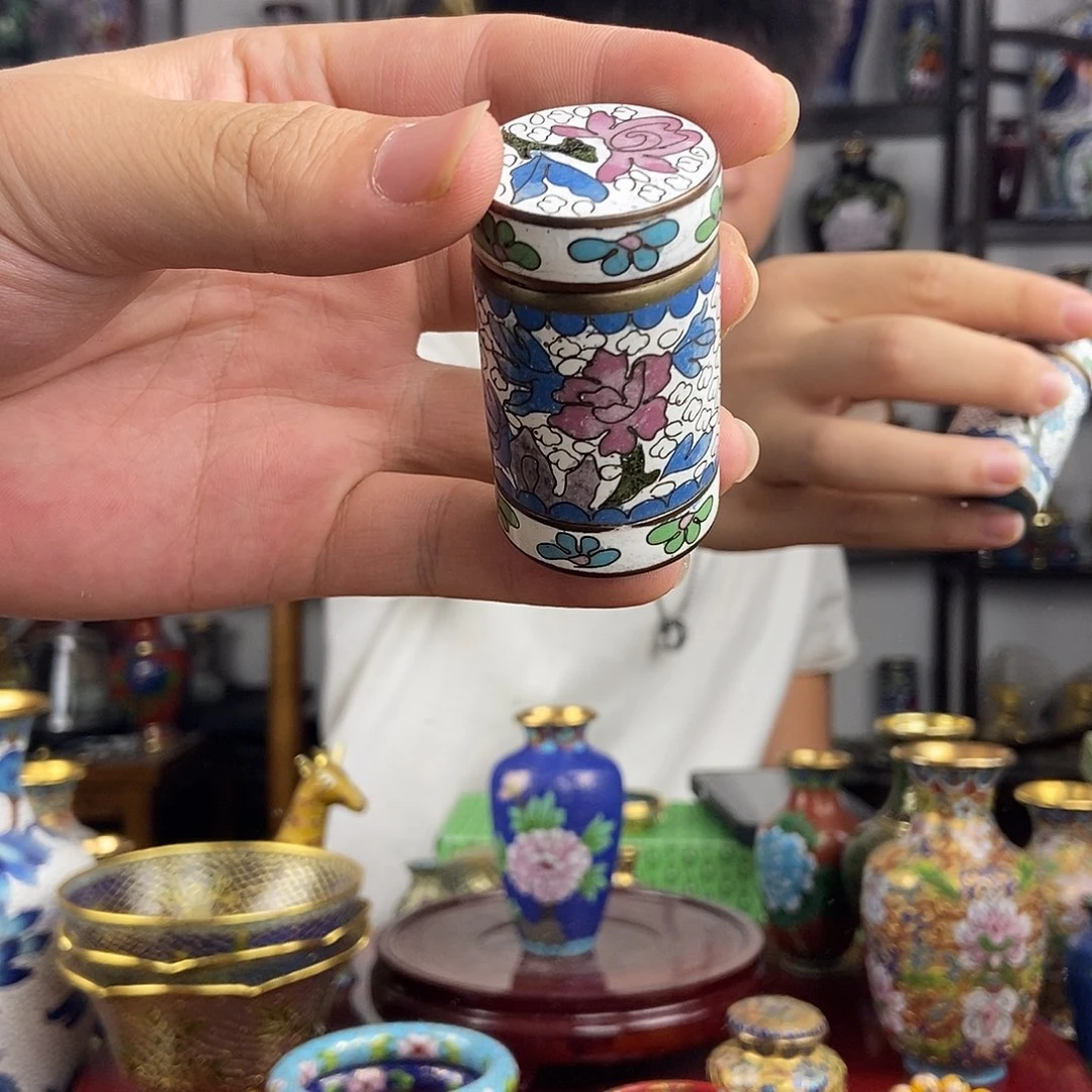 铜球**墨景泰蓝创汇牙签盒