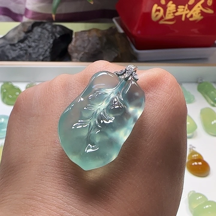 岫玉银S925镶嵌吊坠(不含链)