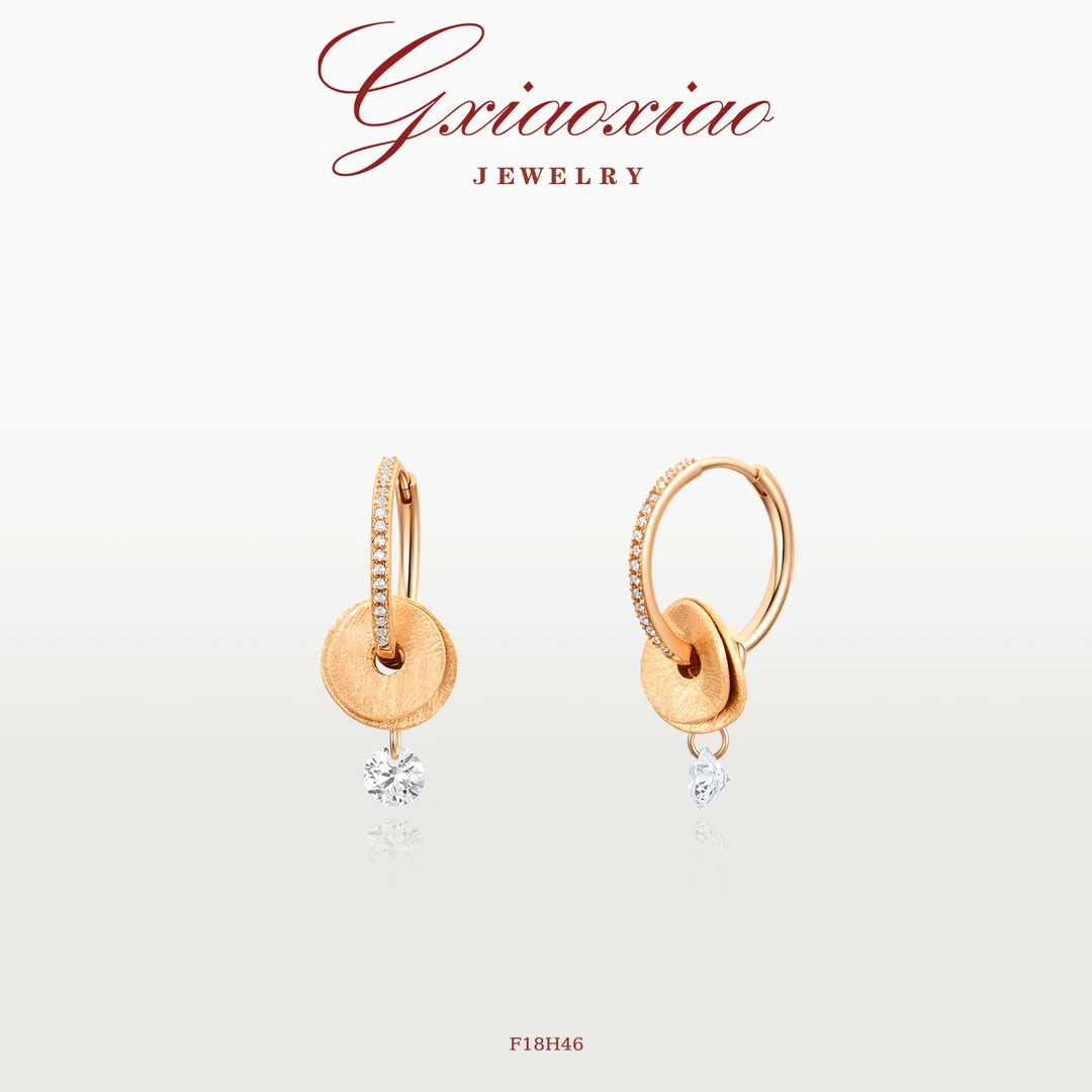 G XIAOXIAO 【金碟曳光】时尚气质个性百搭圆形耳环 F18H46