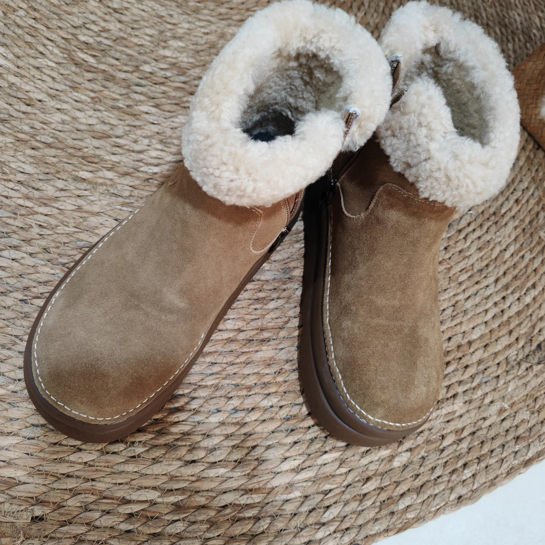 7113暖绒行磨砂牛皮雪地棉靴