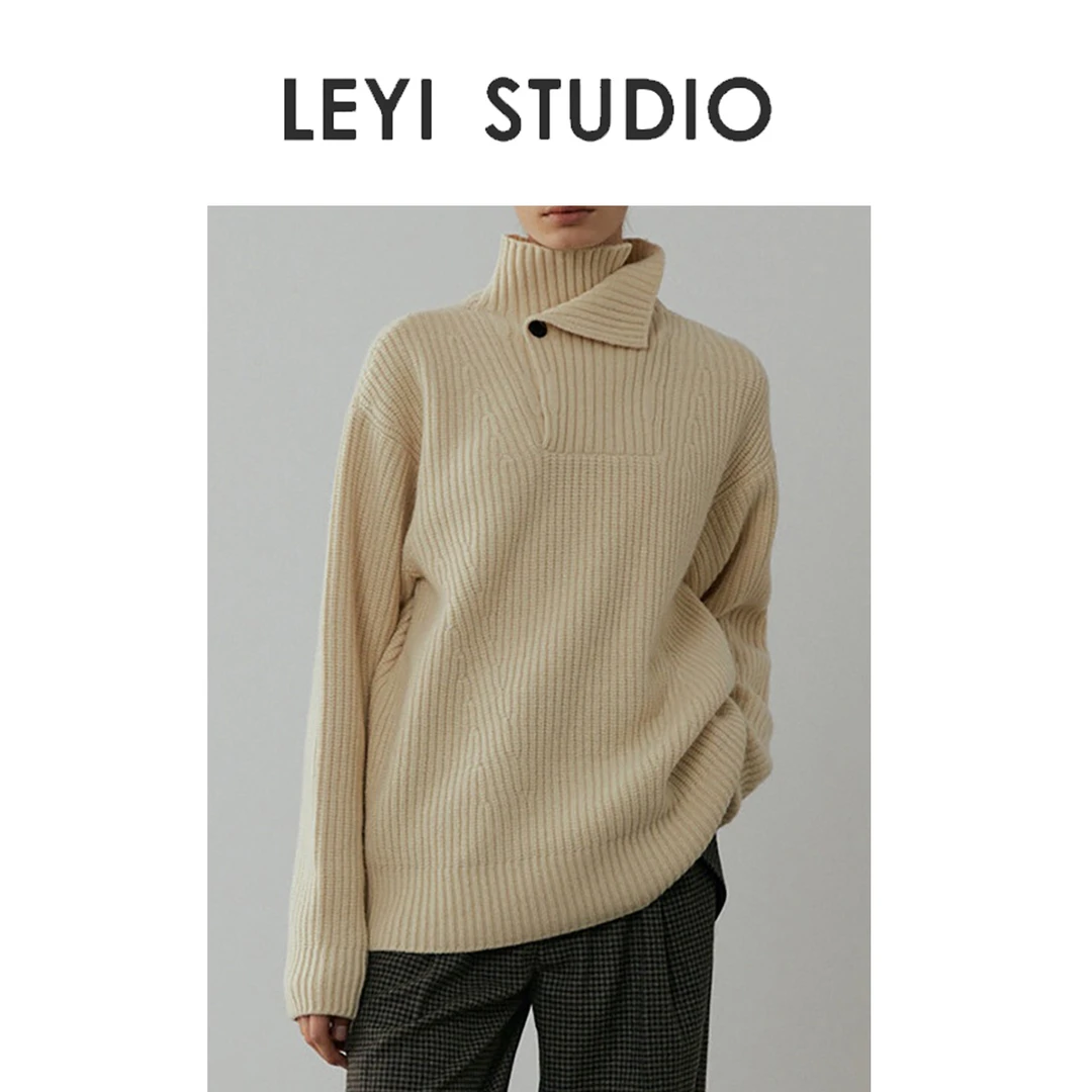 LEYI ROW式 23秋冬新款小众设计感套头加厚两穿羊毛混纺毛衣-0107