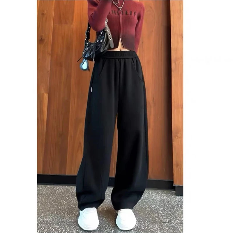 香蕉阔腿裤女2025年秋季新款镰刀直筒裤小个子弯刀休闲运动卫裤子