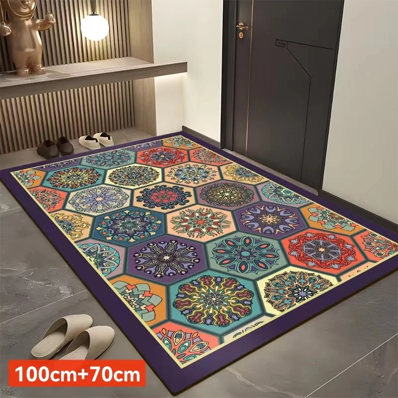 【新疆包邮】100*70cm大号入户水晶绒玄关走廊地毯地垫复古美式