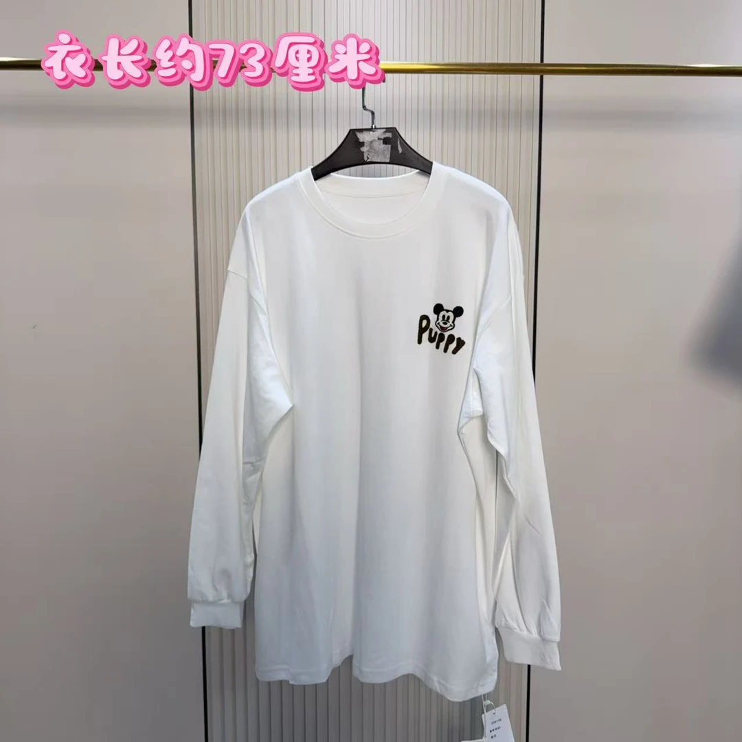 8033米奇刺绣后印花洋气长袖T恤