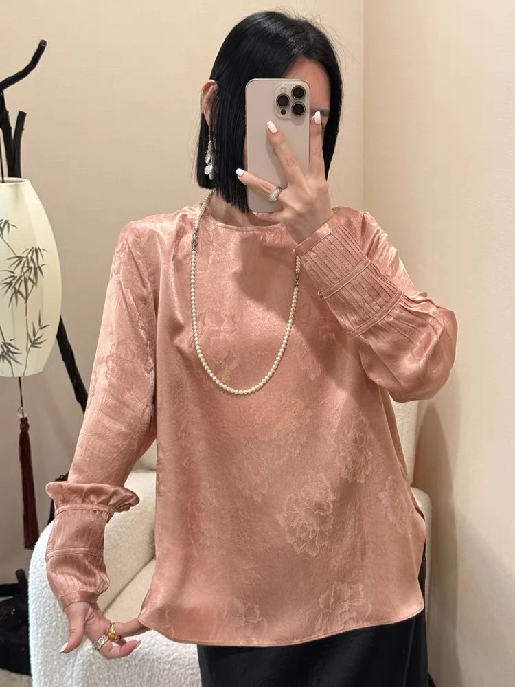 518  国风春夏季长袖刺绣宽松型衬衫唐装时尚宽松上衣小衫名媛风