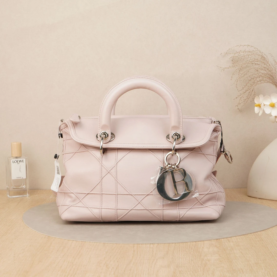95新 DIOR/迪奥  迪奥手提斜挎包中号粉色羊皮/DS039226