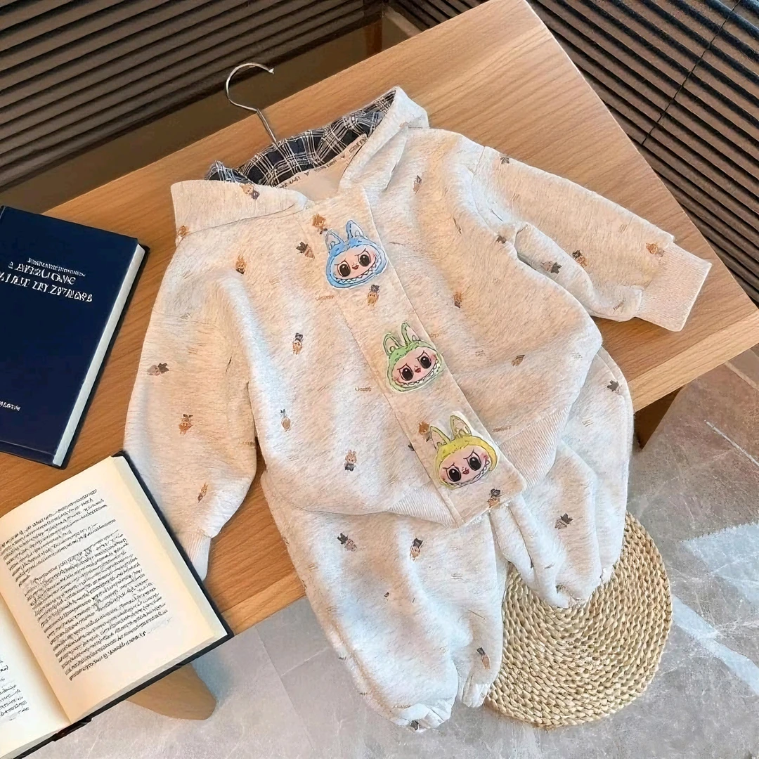 【拉布布】2025新款秋装卫衣套装男童女童亲子装立体玩偶卫衣外套