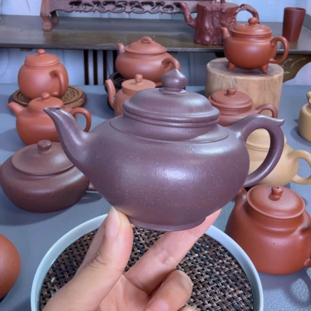 紫砂茶壶漂***米紫砂壶160cc清灰紫泥瑕笑樱