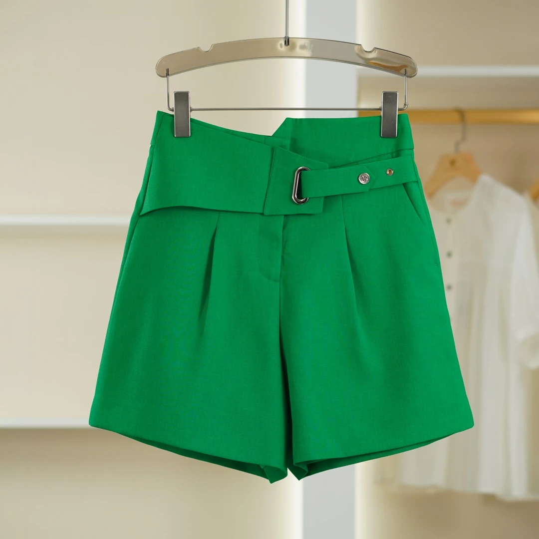 麦迪尚品【H】K288女装夏腰带装饰简约休闲短裤品牌撤柜