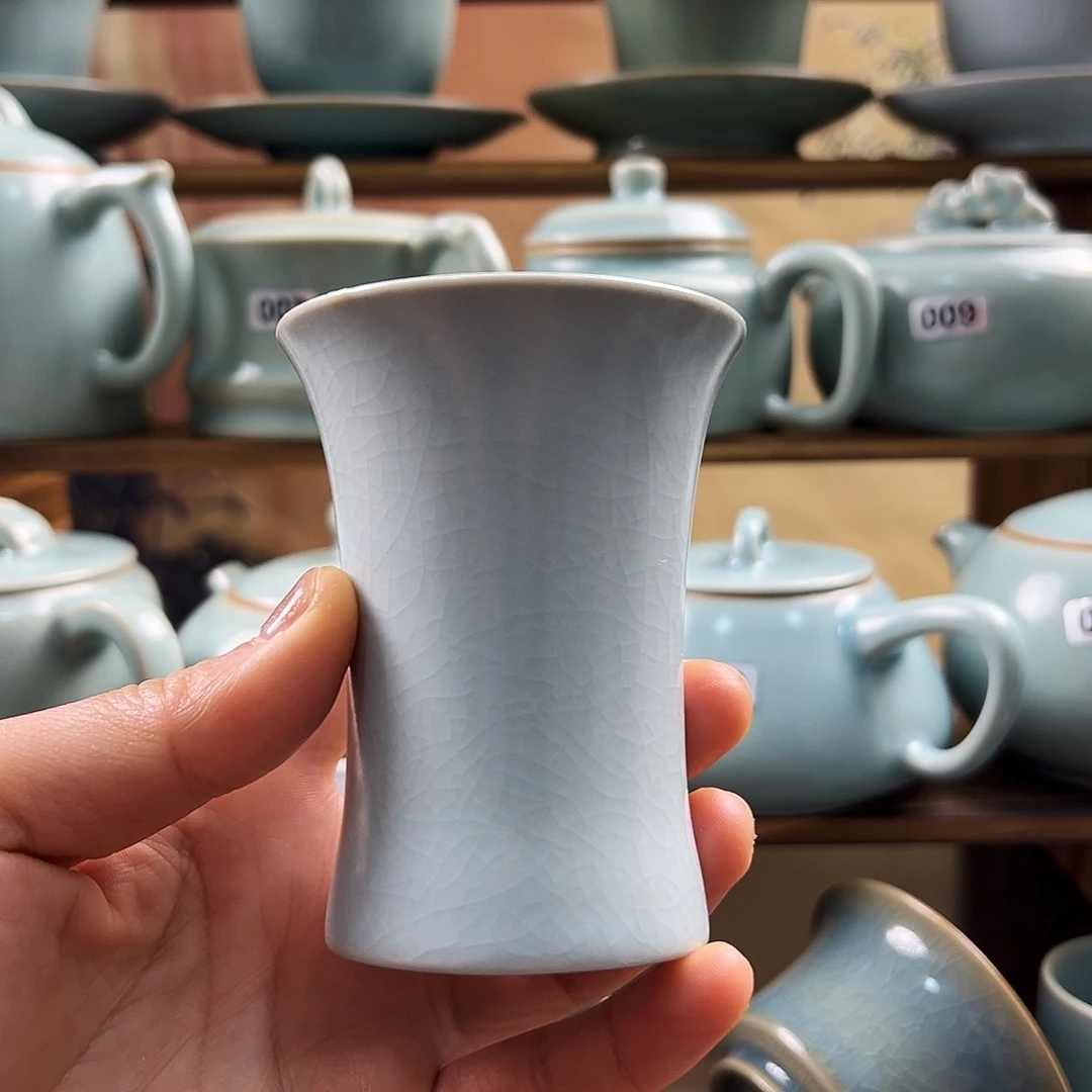 洒***火仿古月白束腰杯交朋友