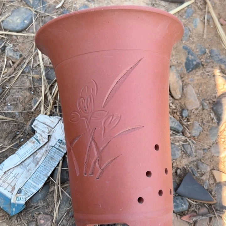 红陶紫砂兰花盆微瑕