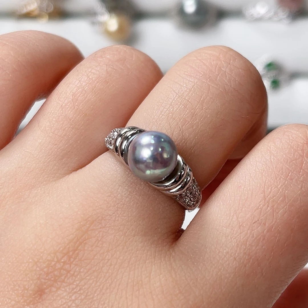 海水珍珠戒指银S925镶嵌