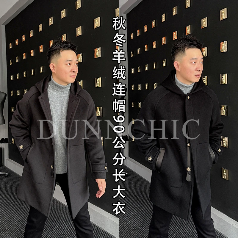 徐先生出品，秋冬10羊绒90羊毛连帽90公分长大衣39626