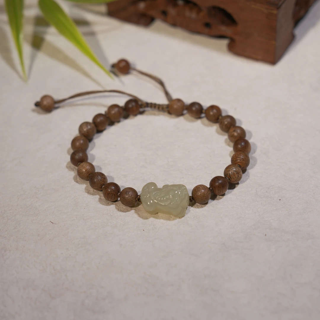 【弥真九华】《只进不出》和田玉貔貅手工编绳手串手链可调节