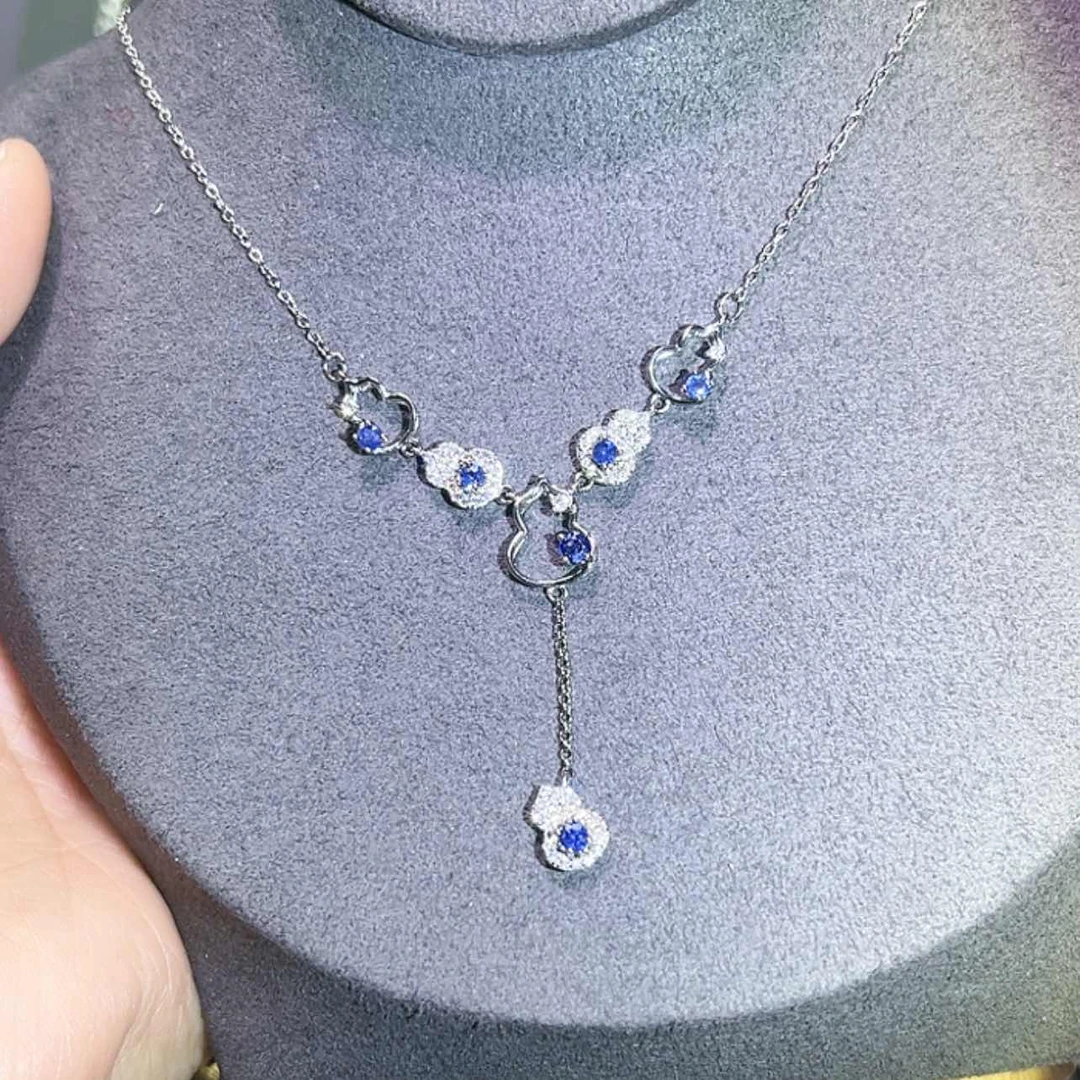 【闪购商品】蓝宝石颈饰银S925镶嵌