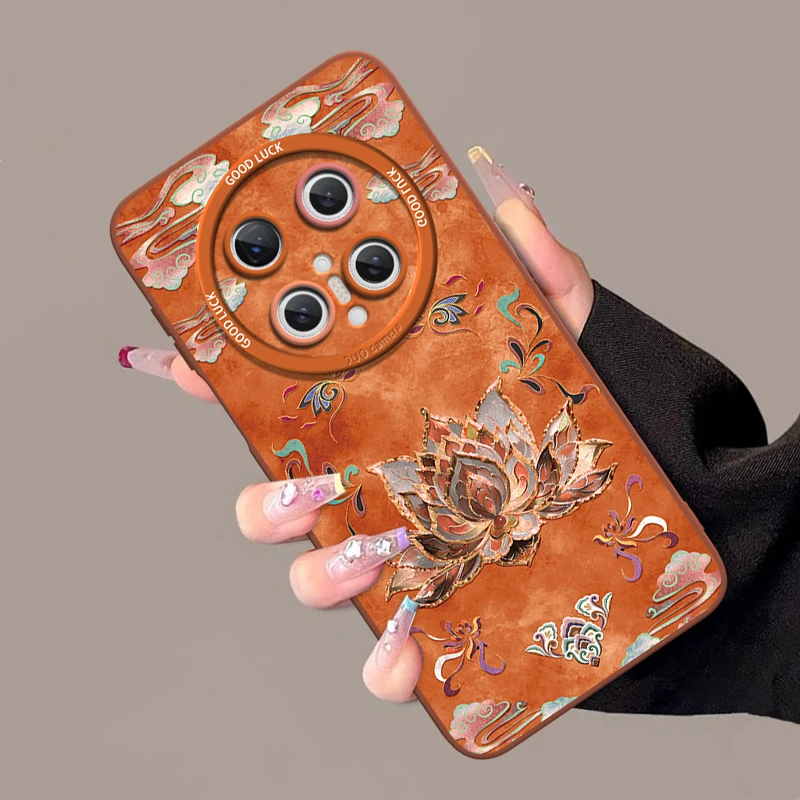 敦煌鎏金莲花适用华为mate80手机壳mate70pro复古mate60防摔软壳