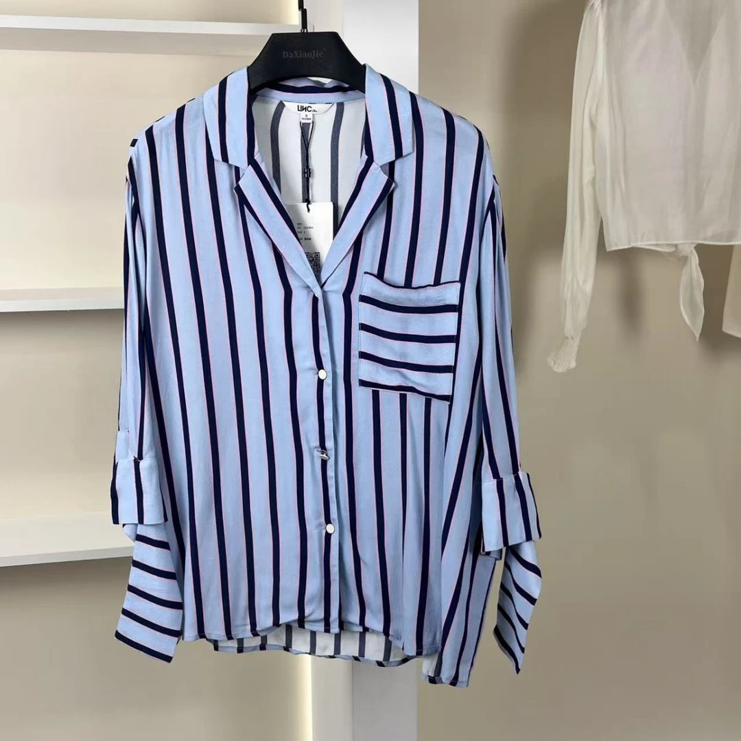 麦迪尚品【金羽J】K1833女装春夏简约条纹衬衫商场专柜正品