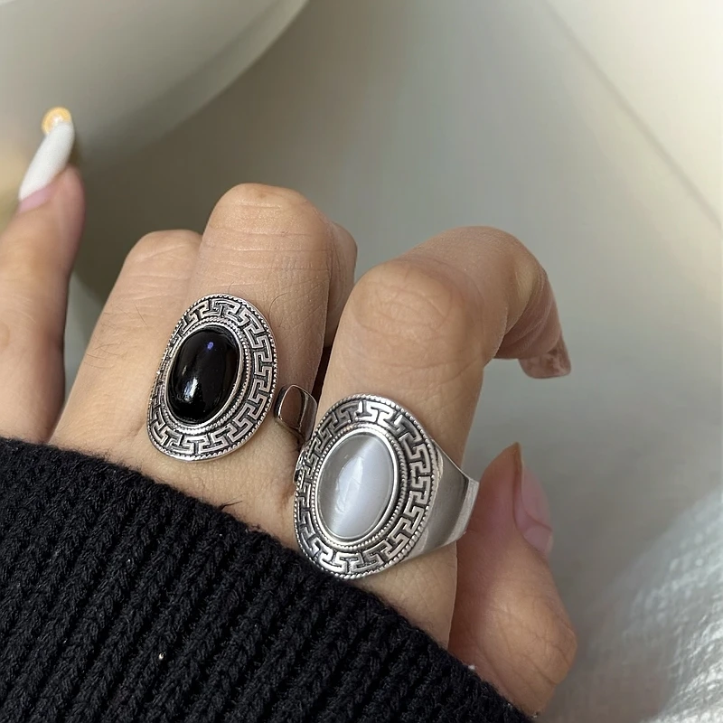 925银银制品 回纹925半开口戒指