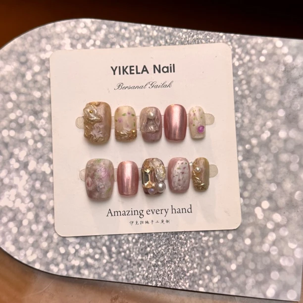 （春日小碎花）伊克拉纯手工小众设计春日温柔穿戴美甲