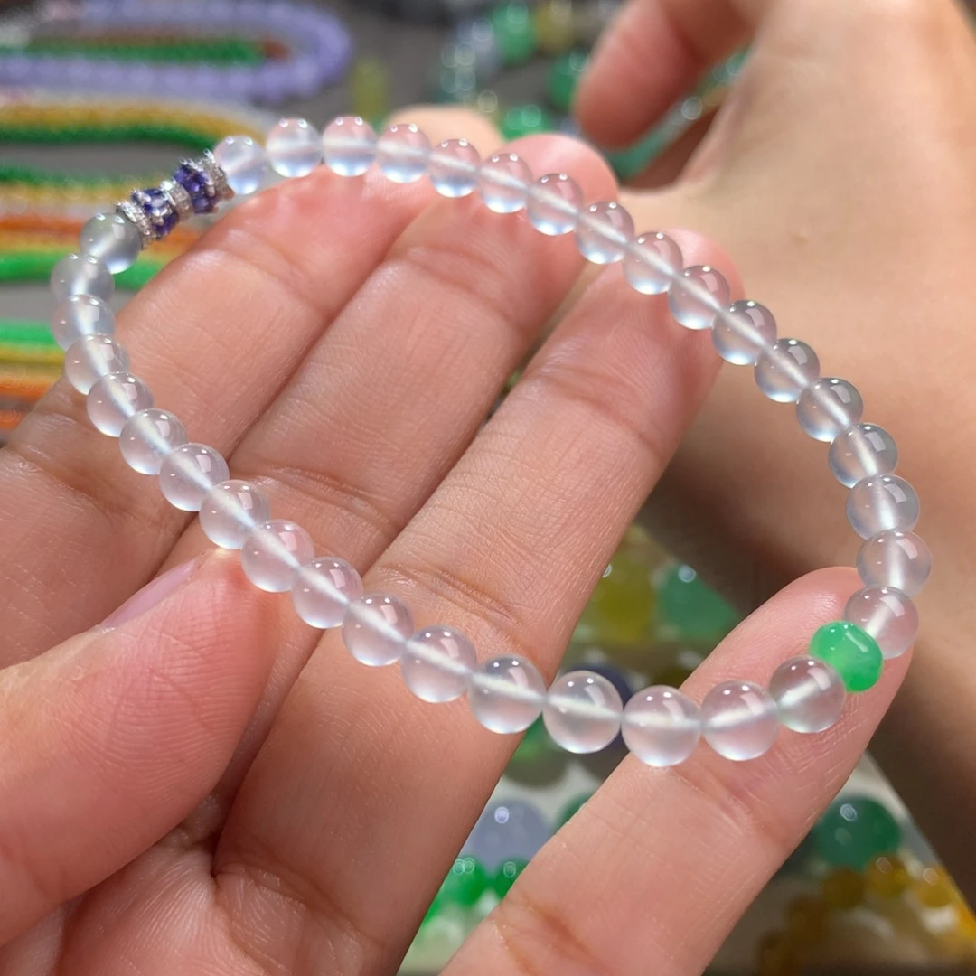 翡翠未镶嵌手链卡5 玻璃种茅台白