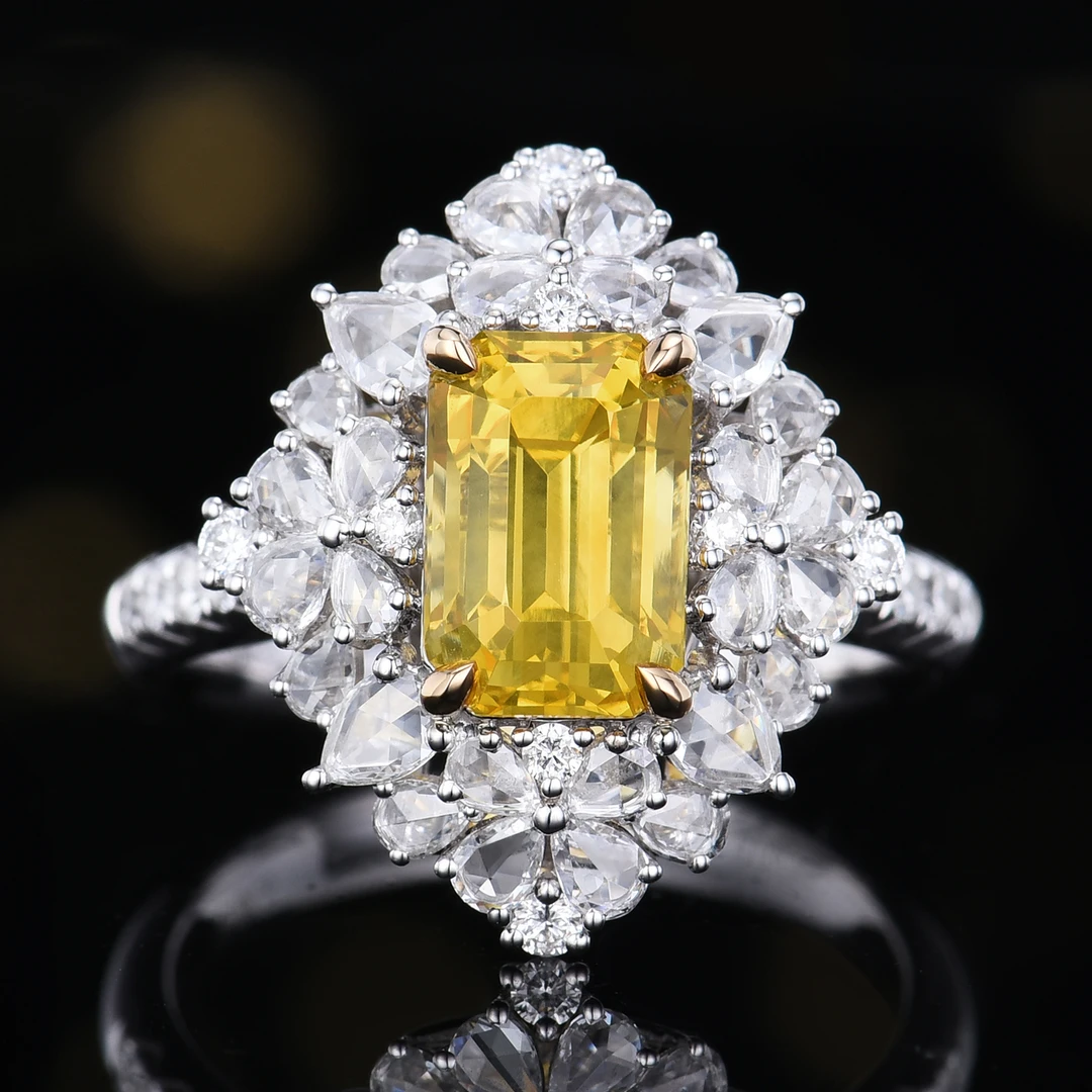 斯里兰卡天然黄蓝宝戒指 /吊坠不含链，18K金镶嵌