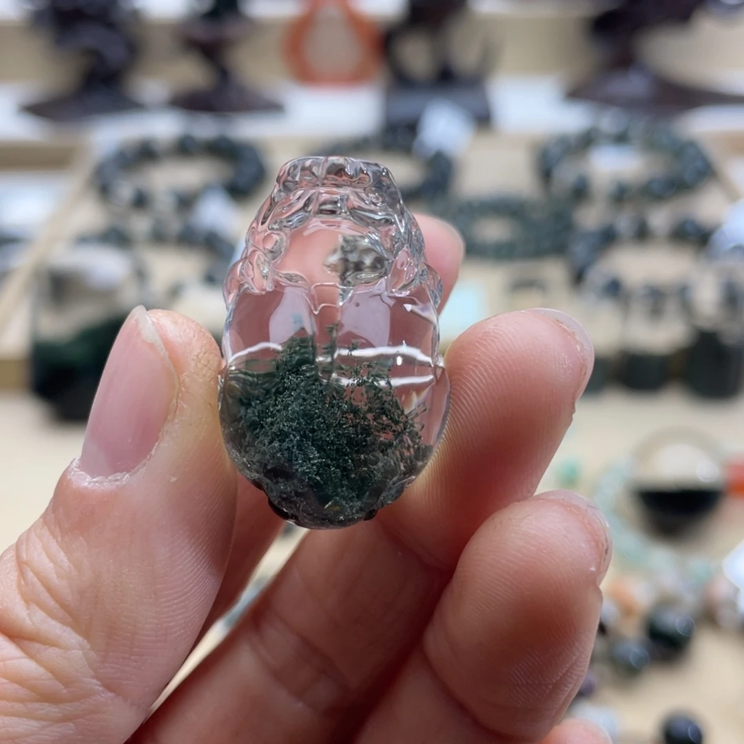 水晶颈饰未镶嵌绿幽灵金字塔貔貅