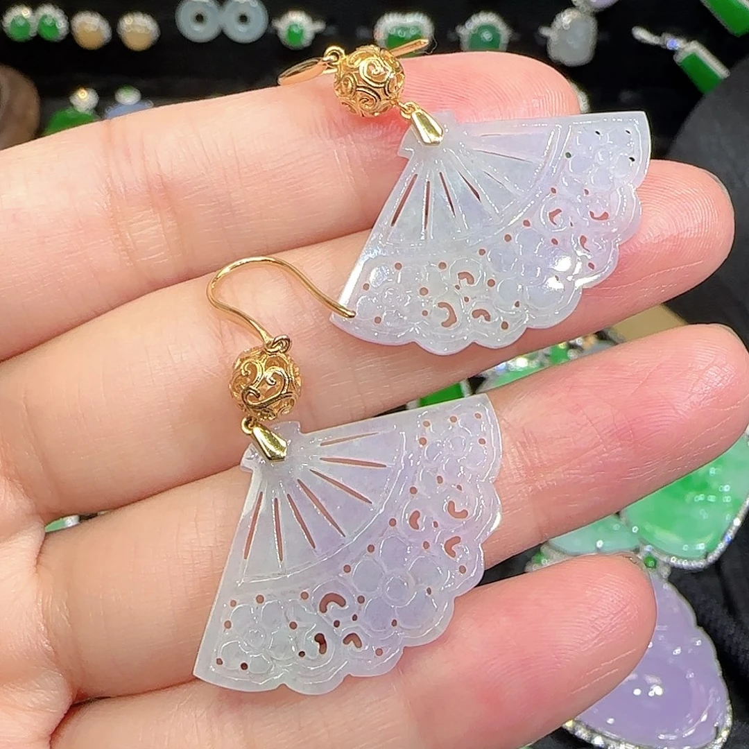 翡翠耳饰18K金镶嵌新中式国风耳坠