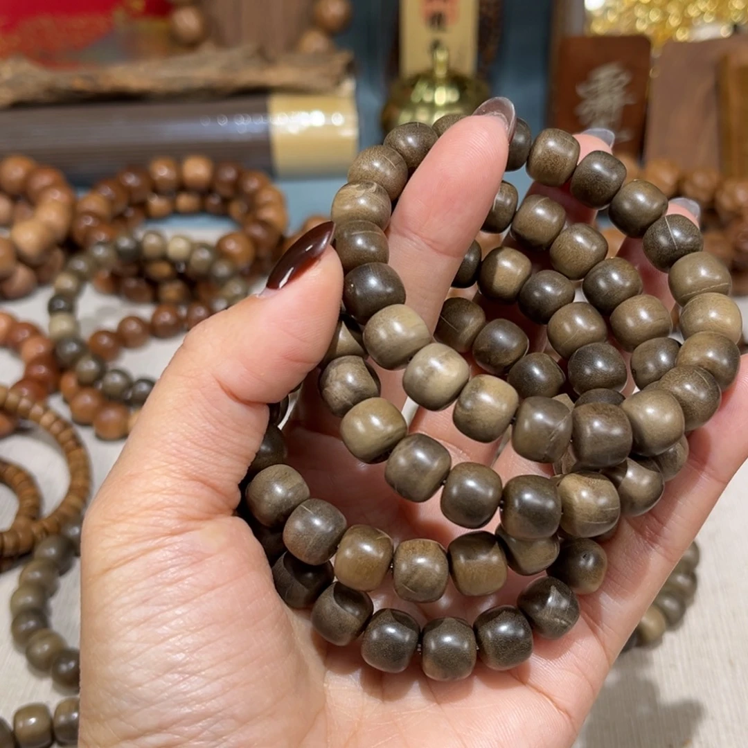 用***明檀香木手串/手链瑕疵阴沉1.0老型单圈，4条