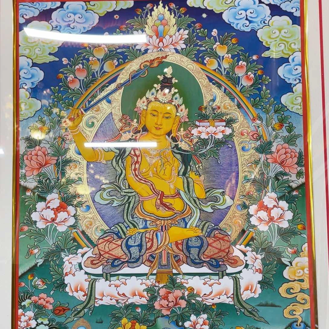 装裱画热贡纯手绘唐卡大卡挂墙文殊