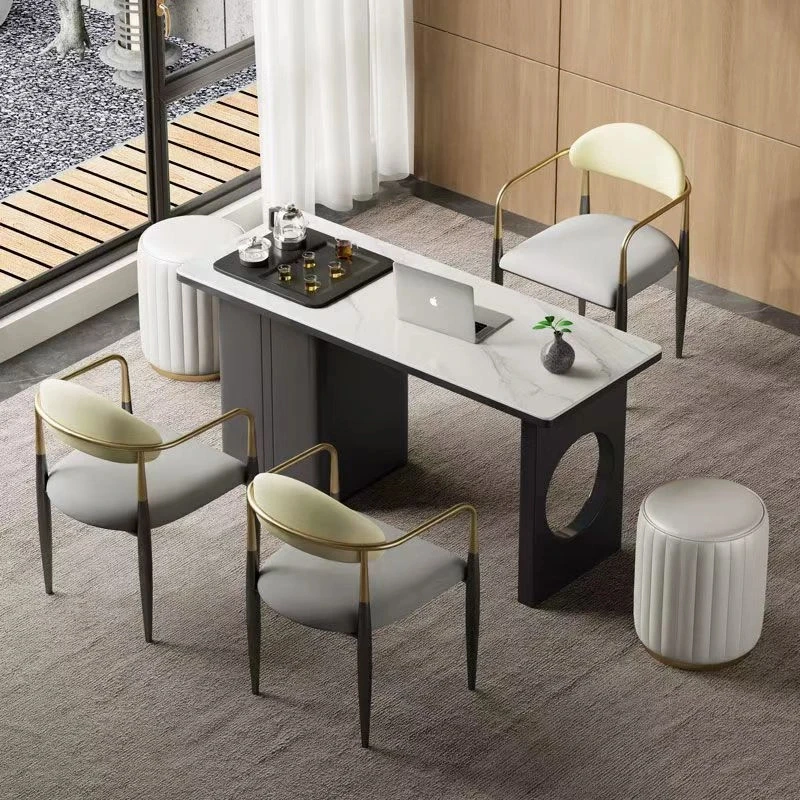 轻奢岩板椅小户型家用客厅茶几现代简约家用茶桌茶台一整套