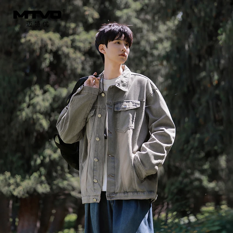 翻领牛仔夹克2025年秋季新款男款美式高街百搭潮流休闲牛仔外套