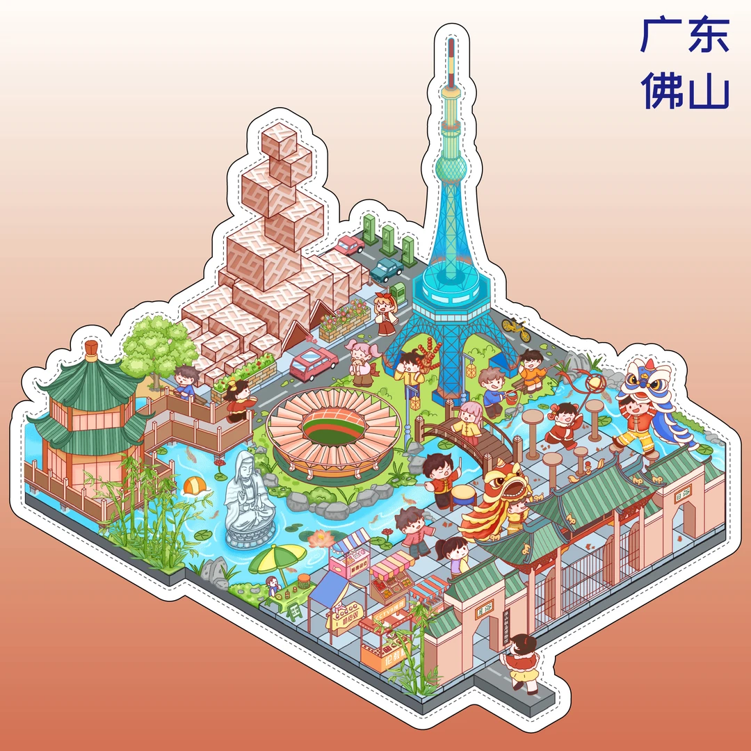 城市主题 佛山造景贴纸透明叠堆微缩造景贴纸diy立体造景场景咕卡