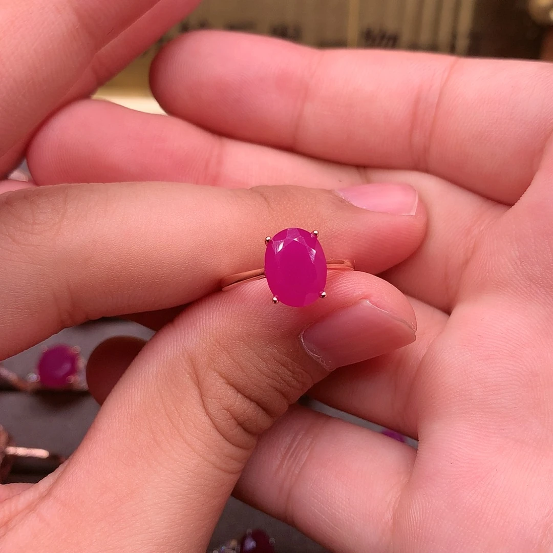 红宝石戒指银S925镶嵌