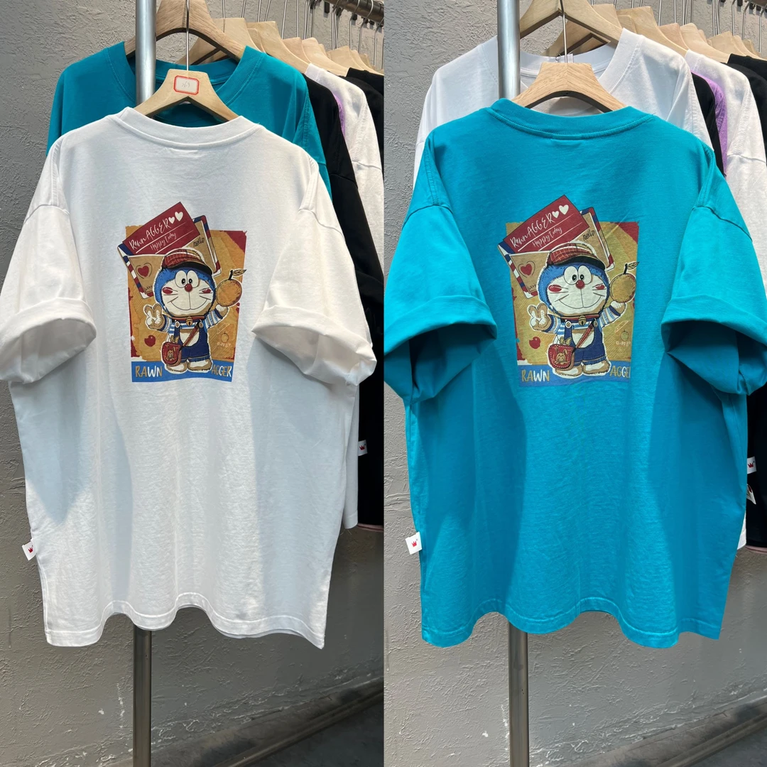 9171夏季新款韩版前刺锈后叮当猫印花短袖T恤女