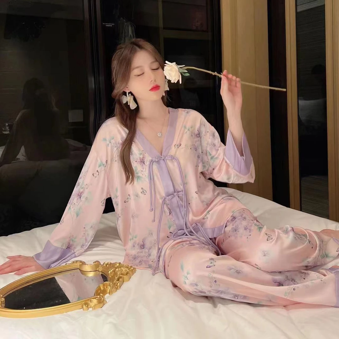 黛凡妮盘扣国风家居服套装ZJ82313