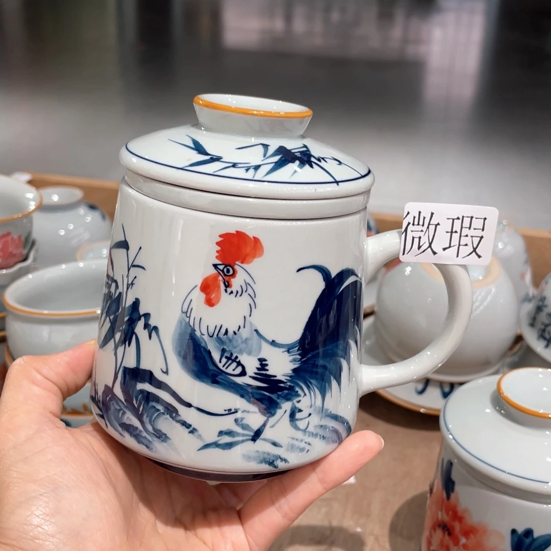 釉下手绘茶具微瑕