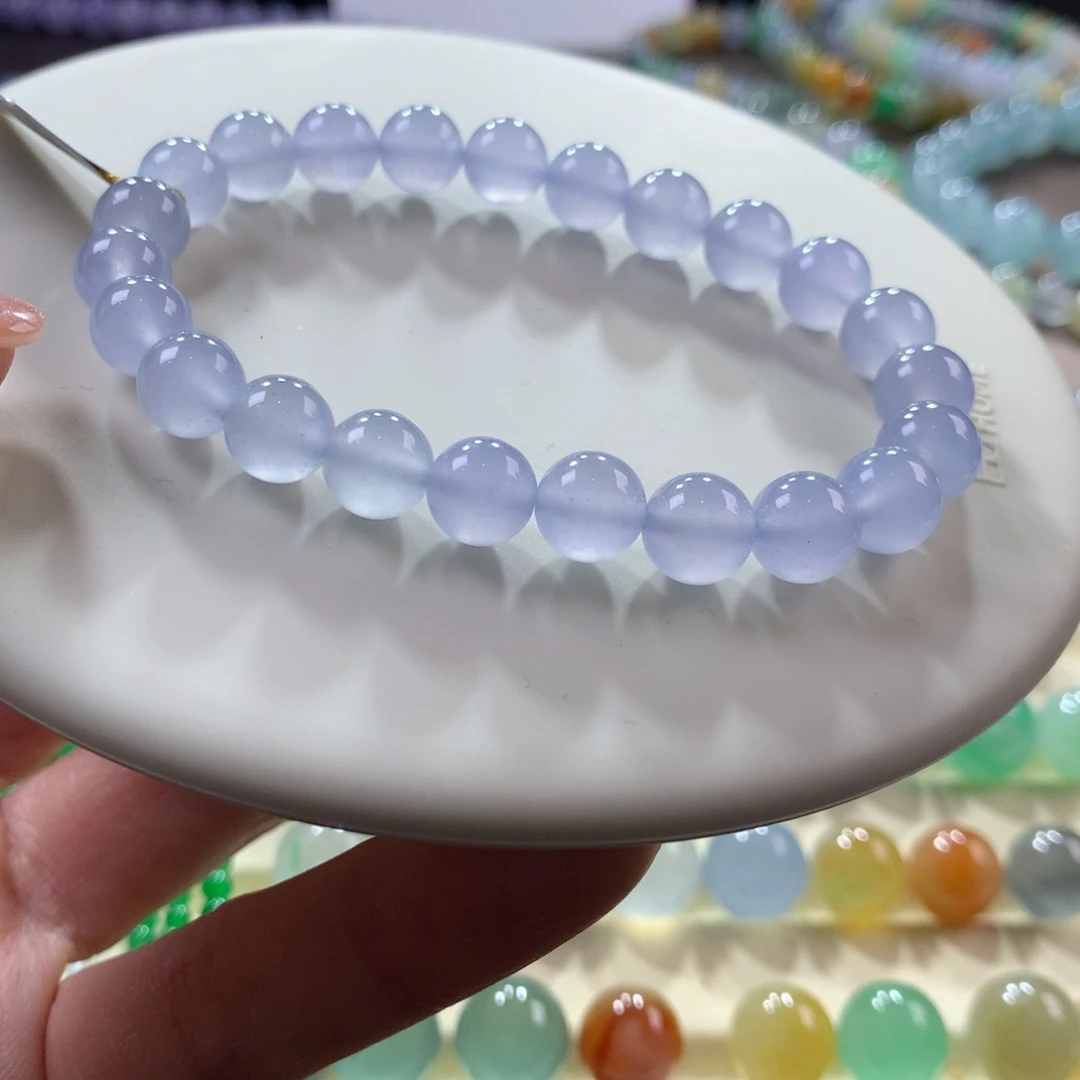 翡翠手链未镶嵌玻璃紫卡7.8