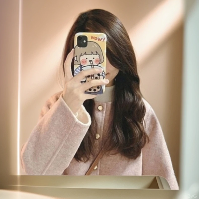 春季2025年早小个子呢子大衣新款粉色赫本风毛呢外套女短款高级感