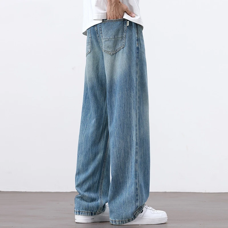 HAMOLENA牛仔裤男士夏季薄款新款直筒休闲长裤子男宽松潮流百搭