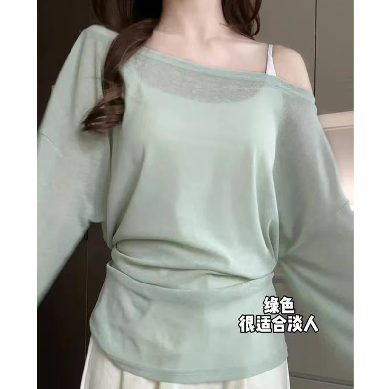 小野和子薄荷曼波绿防晒罩衫女夏季薄款微透长袖辣妹性感绑带收腰