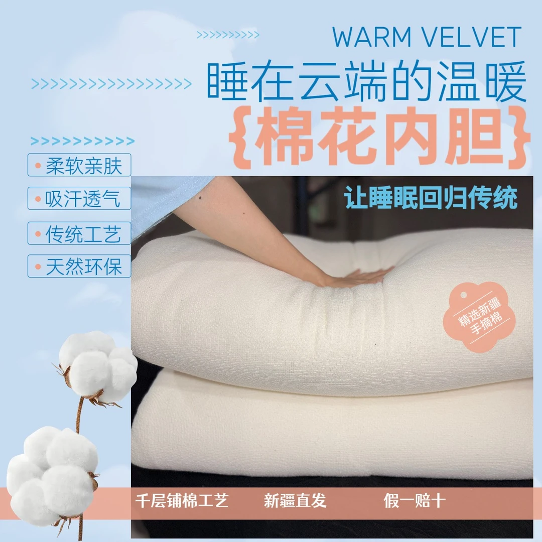 粉丝福利商品网纱手工包边被，冬季加厚双人被褥子垫子新疆棉被子